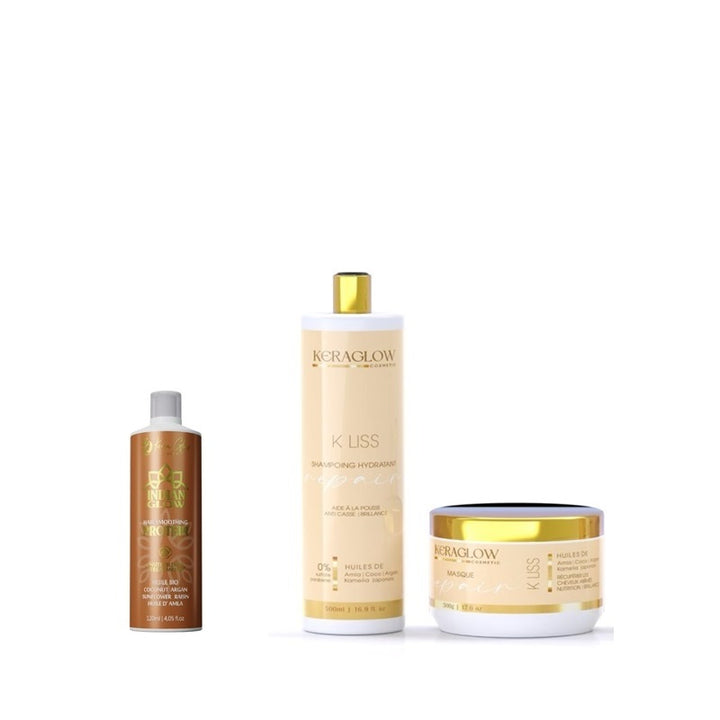 Coffret Lissage Indien Kera Glow & Kit Sans Sulfate (Shampoing et Masque)