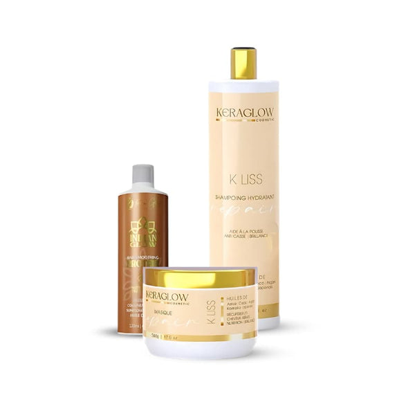 Coffret Lissage Indien KeraGlow & Kit Sans Sulfate (Shampoing et Masque) 1