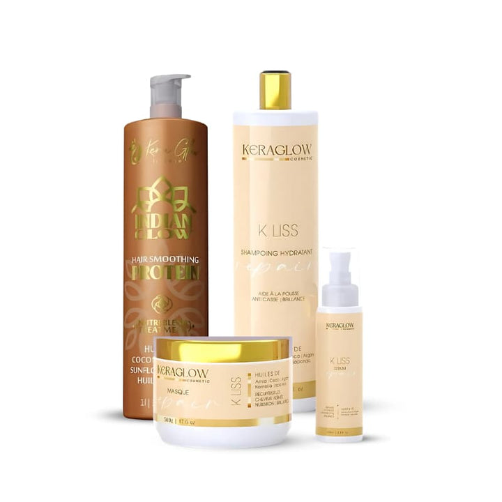 Lissage Indien KeraGlow 1L + Kit Shampoing 500ml, Masque 500g et Sérum 100ml 1