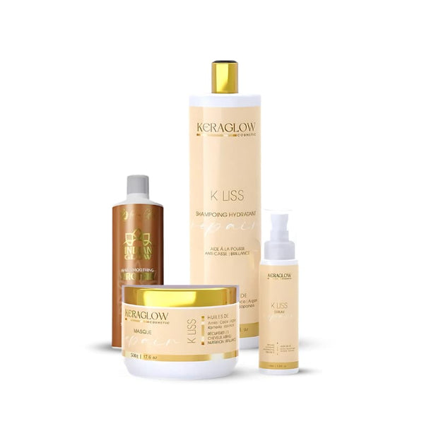 Coffret Lissage Indien KeraGlow & Kit Sans Sulfate (Shampoing, Masque et Sérum) 1